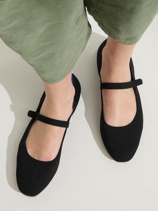 Rothy's Shoes - ROTHY’S THE SQUARE MARY JANE, BLACK KNIT FLATS, MACHINE WASHABLE!